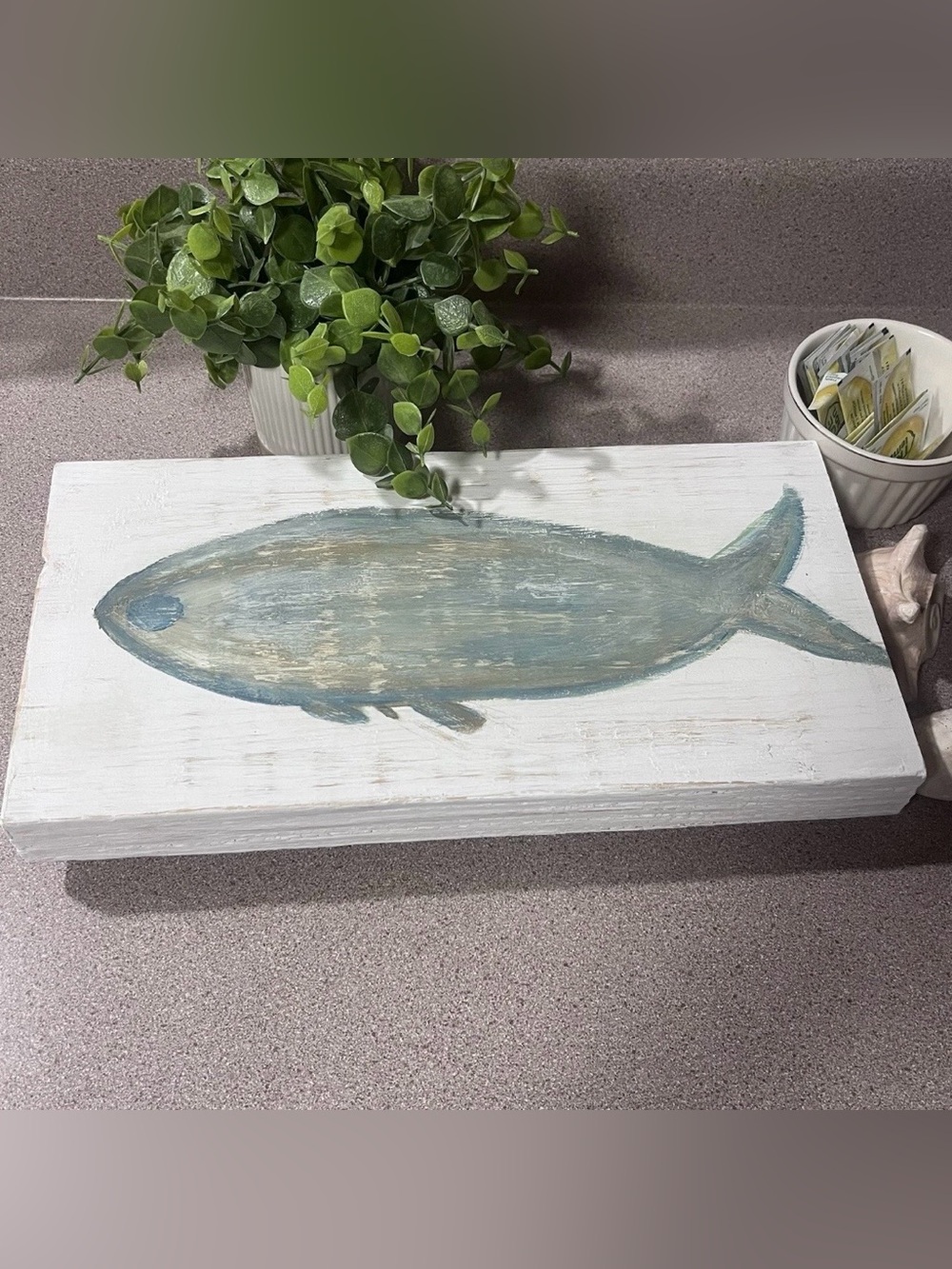 Coastal Blue Fish Wood Serving Board - Home Accents